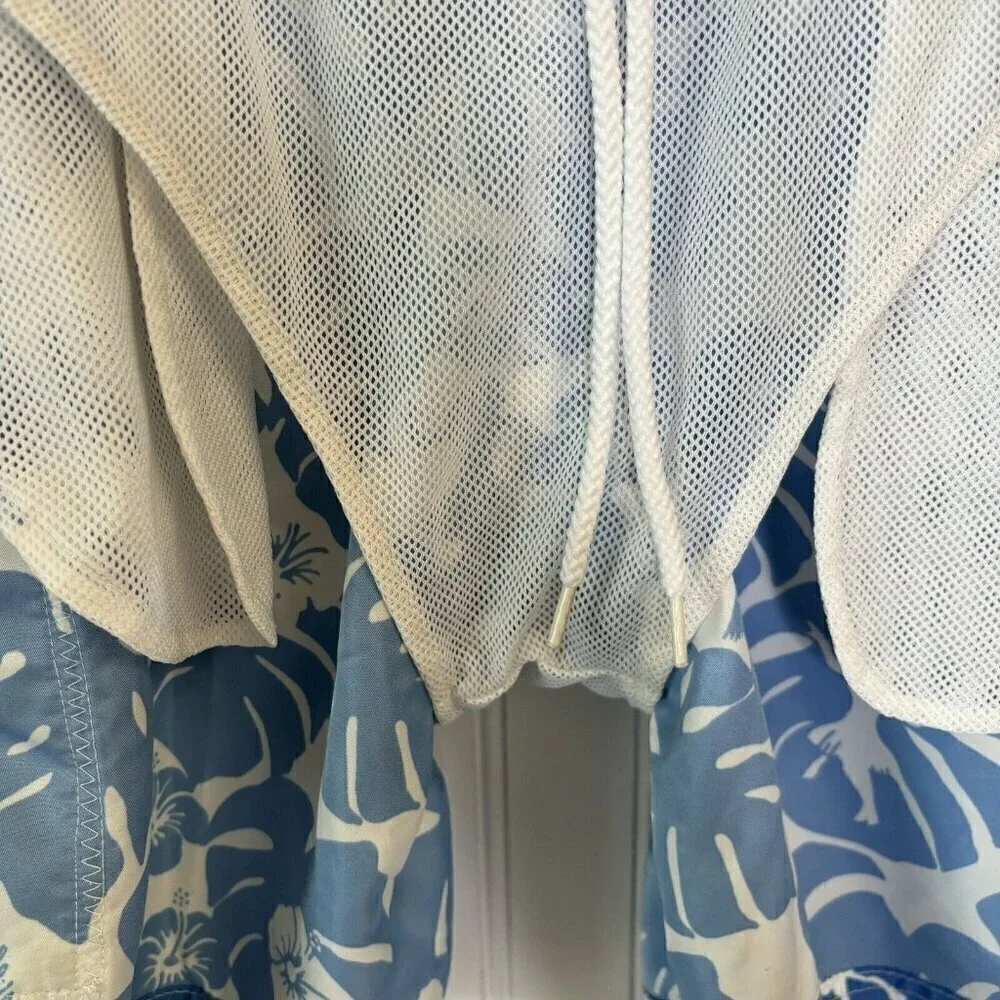 Tommy Hilfiger Mens Medium Blue White Tropical Hula Girl Print Swim Short Trunks